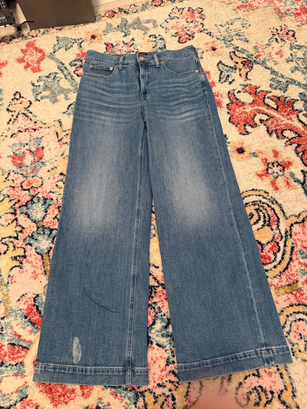 J. Crew Women's Wide-Leg Denim Jeans in Blue Wash